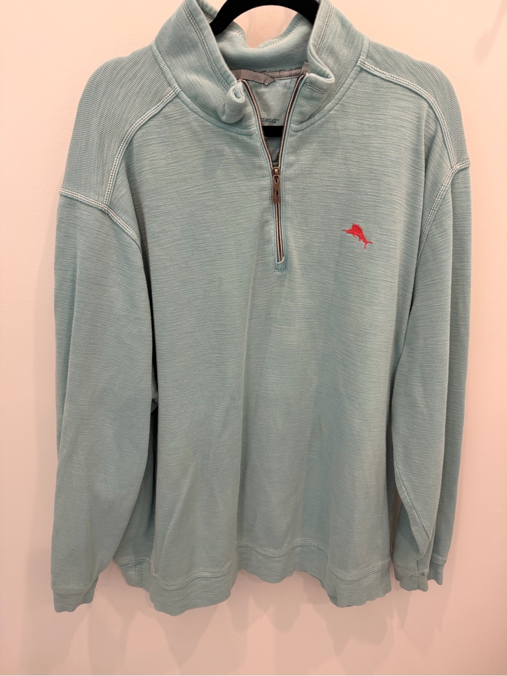Men's Tommy Bahama Light Teal Quarter-Zip Pullover Sweater